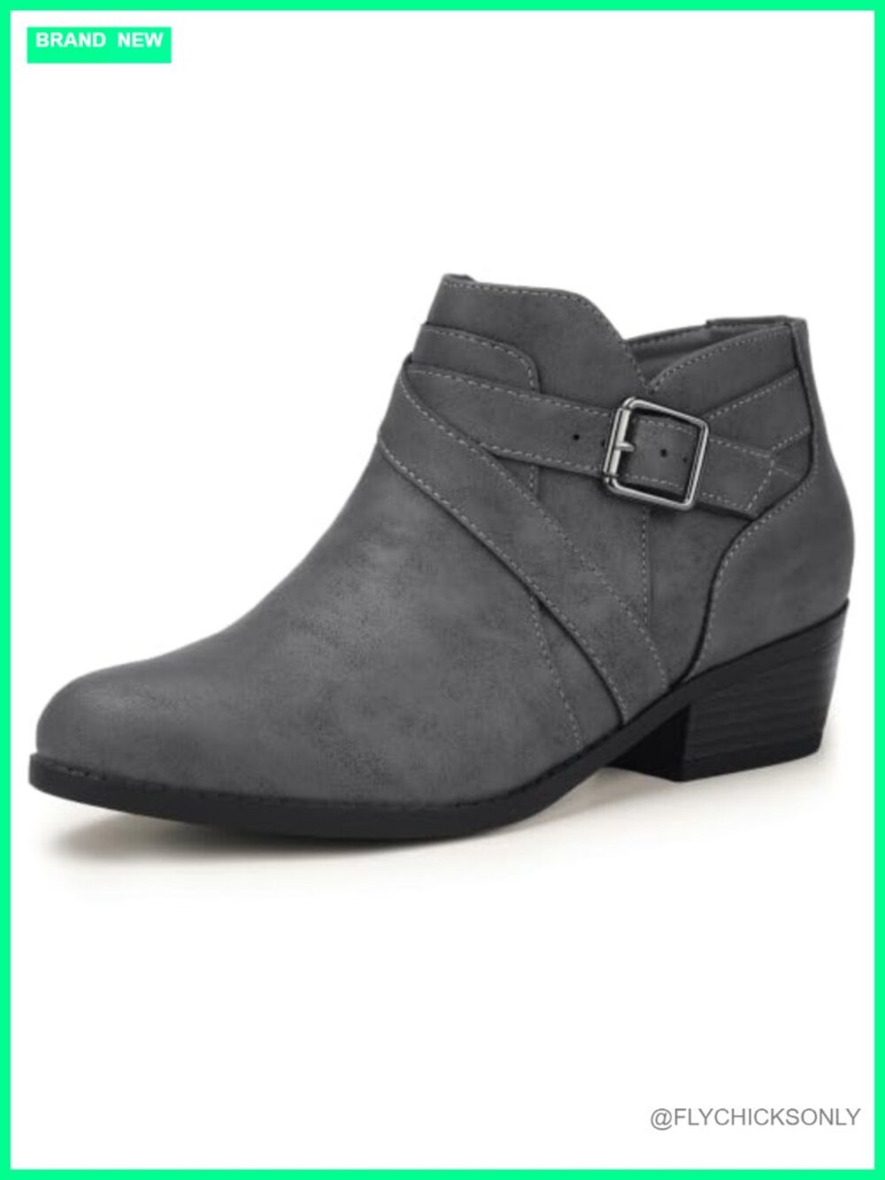 Women's Ankle Boots Low Chunky Heel Side Zip Dress Booties